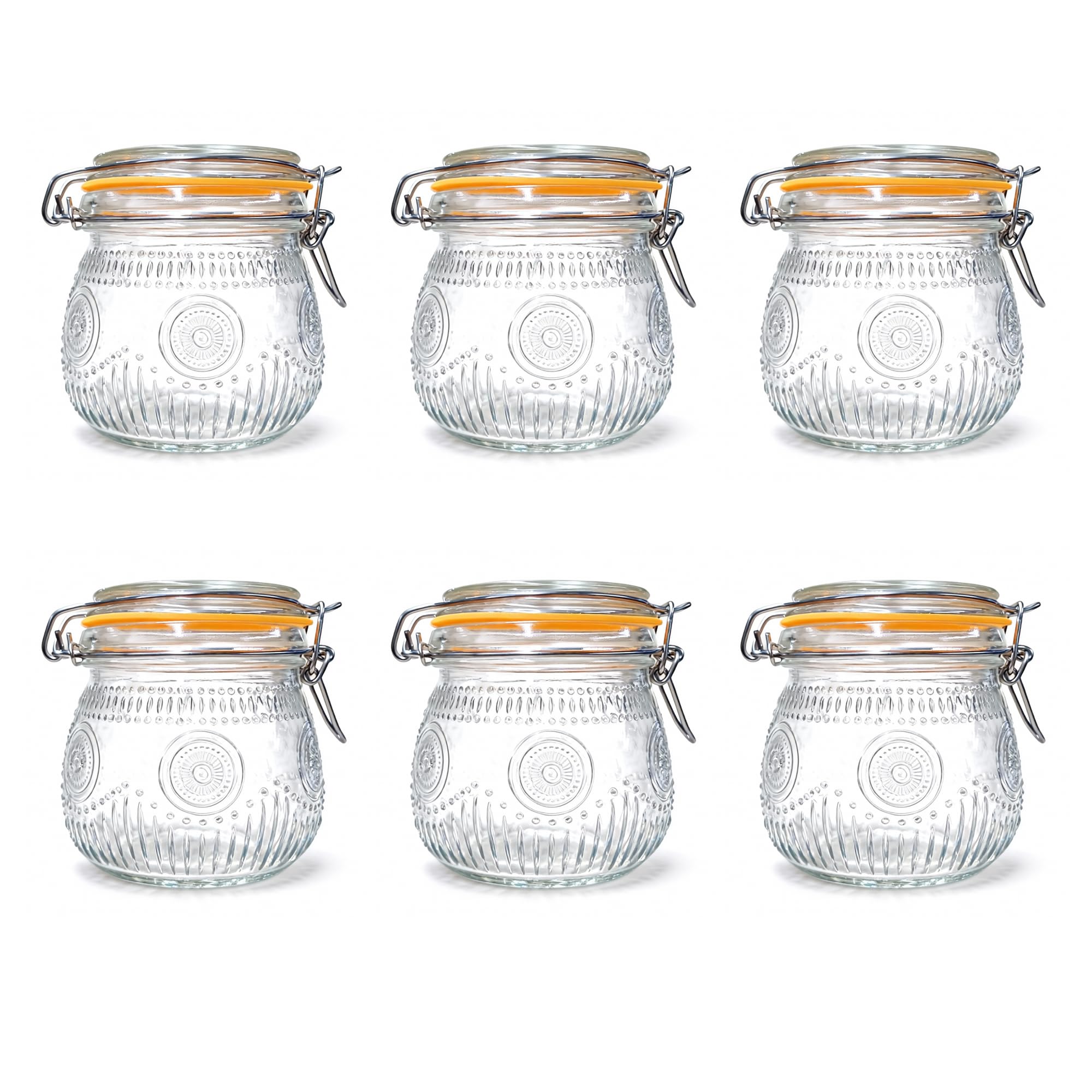 Wide Mouth Vintage Mason Jars with Airtight Lid 16oz, Canister Quart Jars for Kitchen Storage - for Coffee, Sugar, Beans 6 Pack