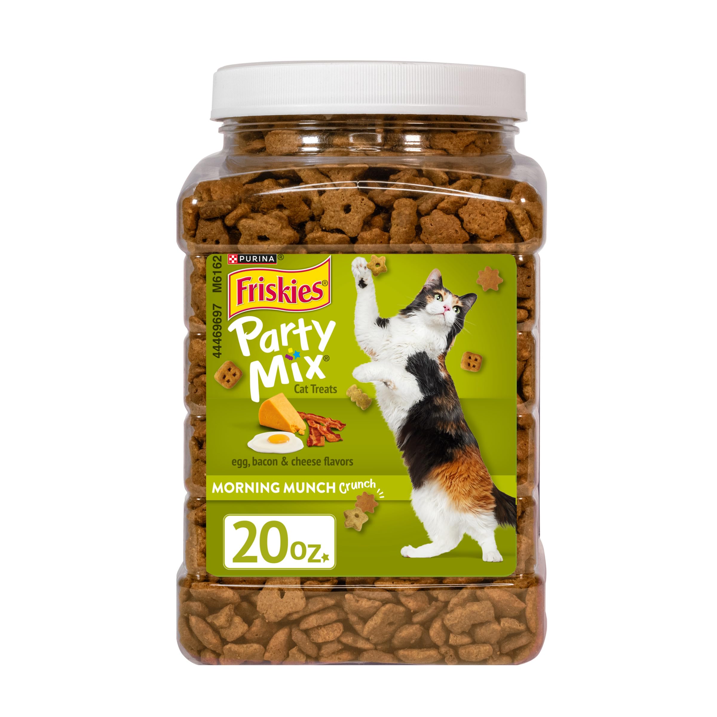 Friskies Purina Party Mix Morning Munch Crunch Egg,?Bacon?and Cheese Flavors?Cat Treats - 20 oz Canister