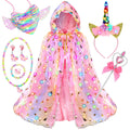 Fedio Princess Dress up for Girls,Unicorn Light up Princess Cape Set,Light up Princess Dress with Unicorn Toys for Girls 3-8