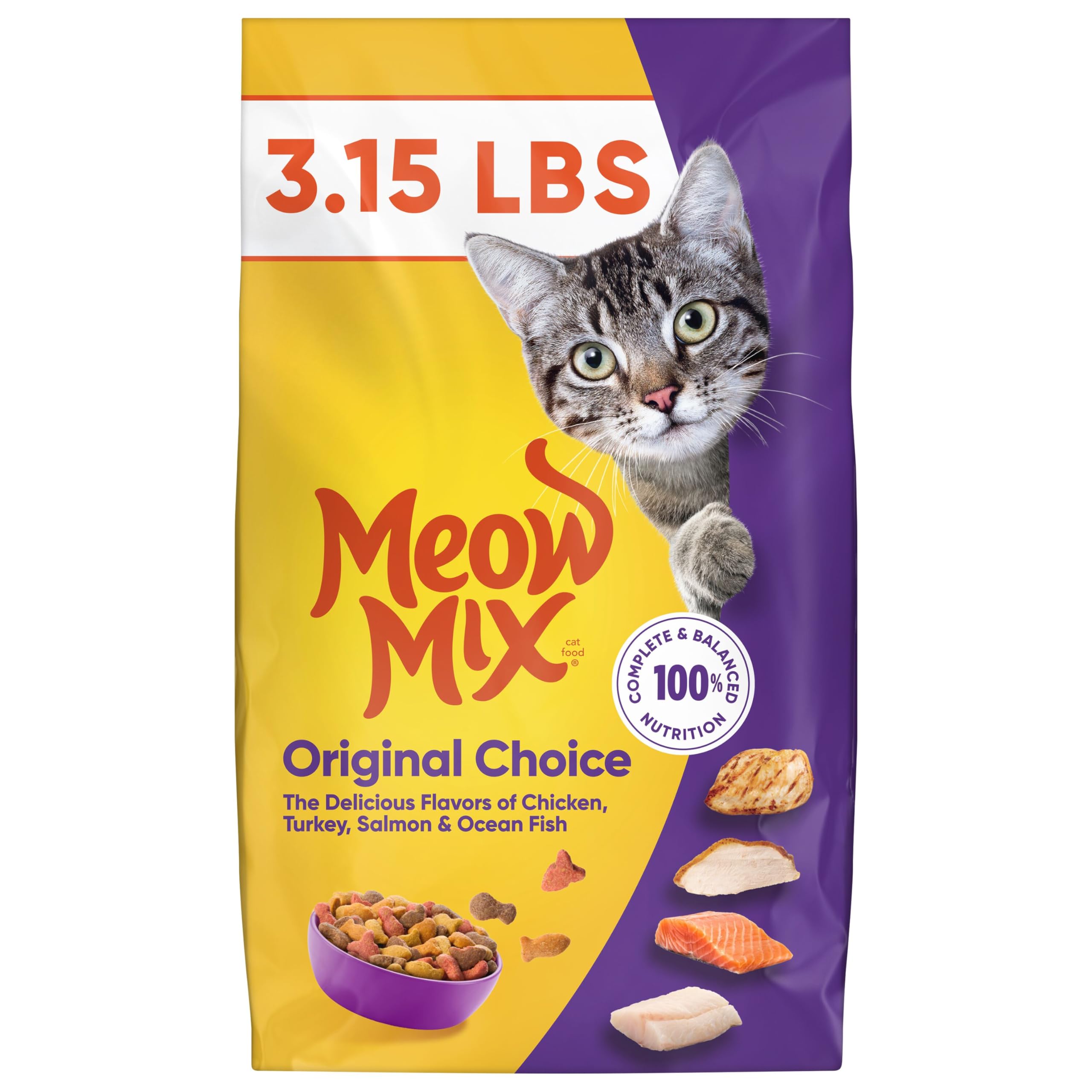Meow Mix Original Choice Dry Cat Food, 3.15 Pounds