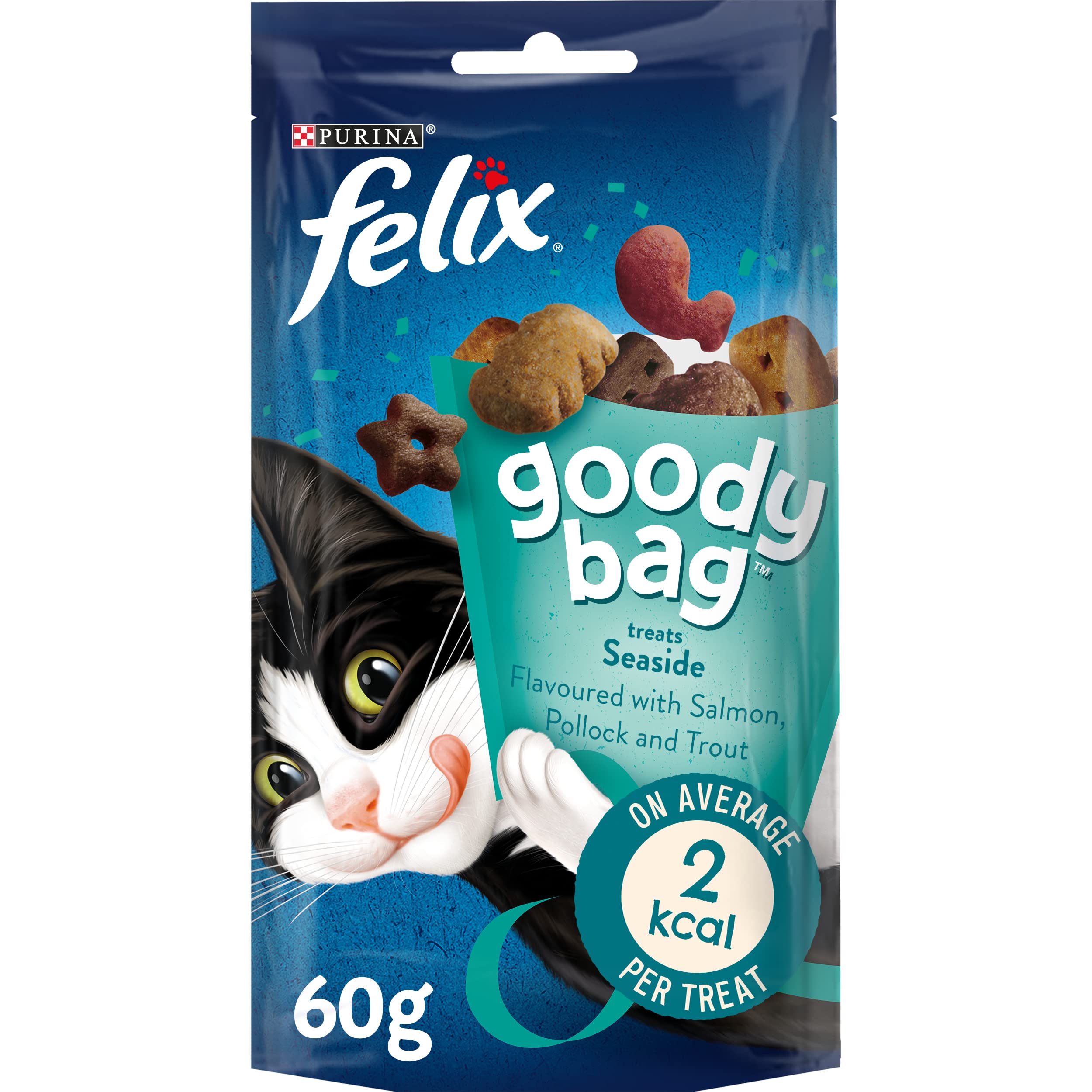 Felix Goody Bag Picnic Mix Adult Cat Treats Seaside Mix, Pack of 8 x 60 g