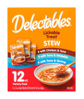 Delectables Lickable Treat Stew Wet Cat Treat Variety Pack, Food Topper, Hydrating, Grain-Free, No Fillers, No By-Products, No Added Preservatives, 1.4oz Pouch, 12ct
