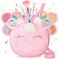 Kids Real Makeup Kit for Girls 3-10 Years Old : Washable Non Toxic Make Up Toys Sets for Toddler - 17Pcs Vanity Set with Fluffy Purse for Little Girl Ages 3 4 5 6 7 8 Birthday Gifts - Unicorn Pink