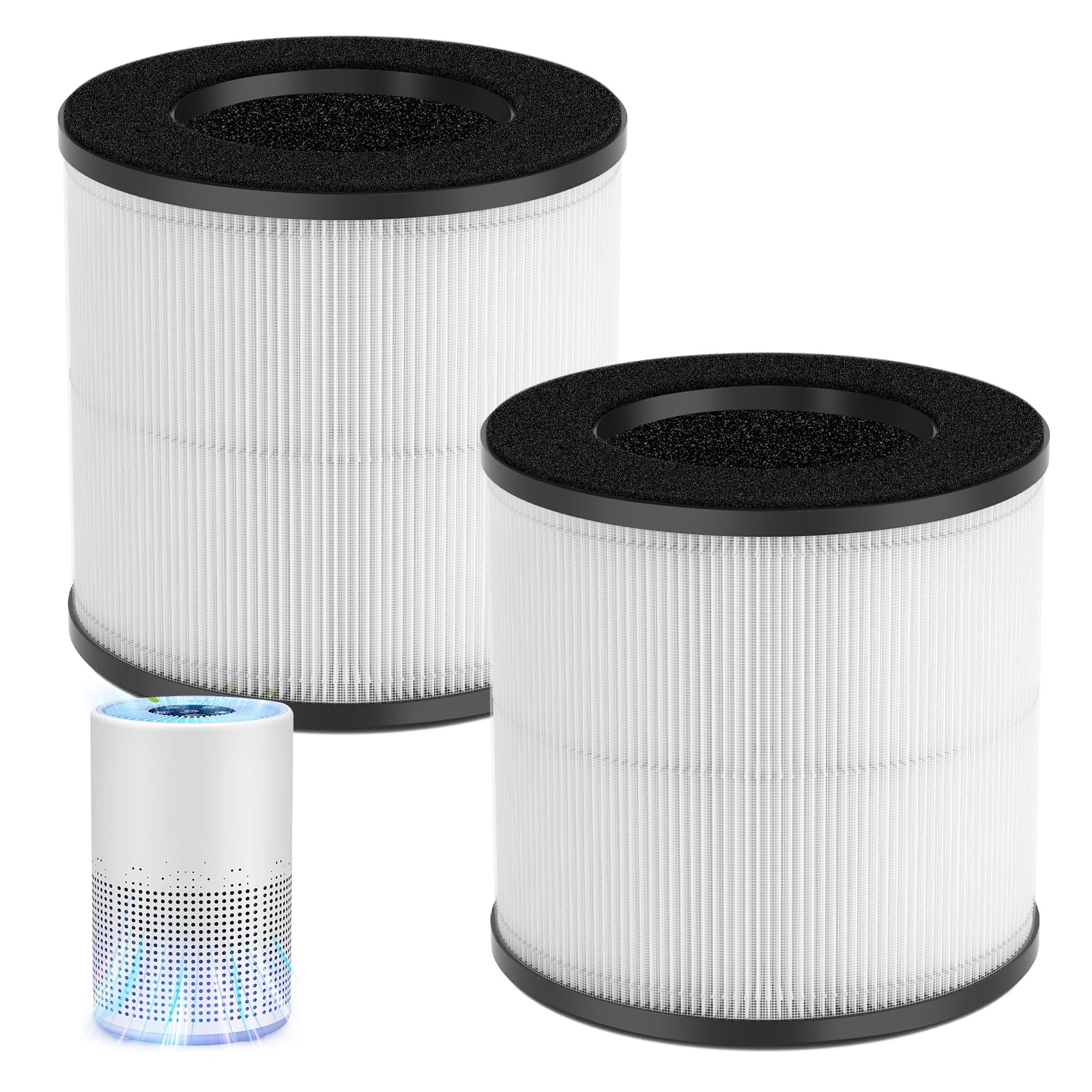 2 Pack AP050 AP052 H13 True HEPA Filter Replacement Fit for Tailulu Air Puri-fier Filter Replacement Fit for Tailulu AP050 AP052 Air Puri-fier for Bedroom Home 1200 Ft², 3-Stage Filtration