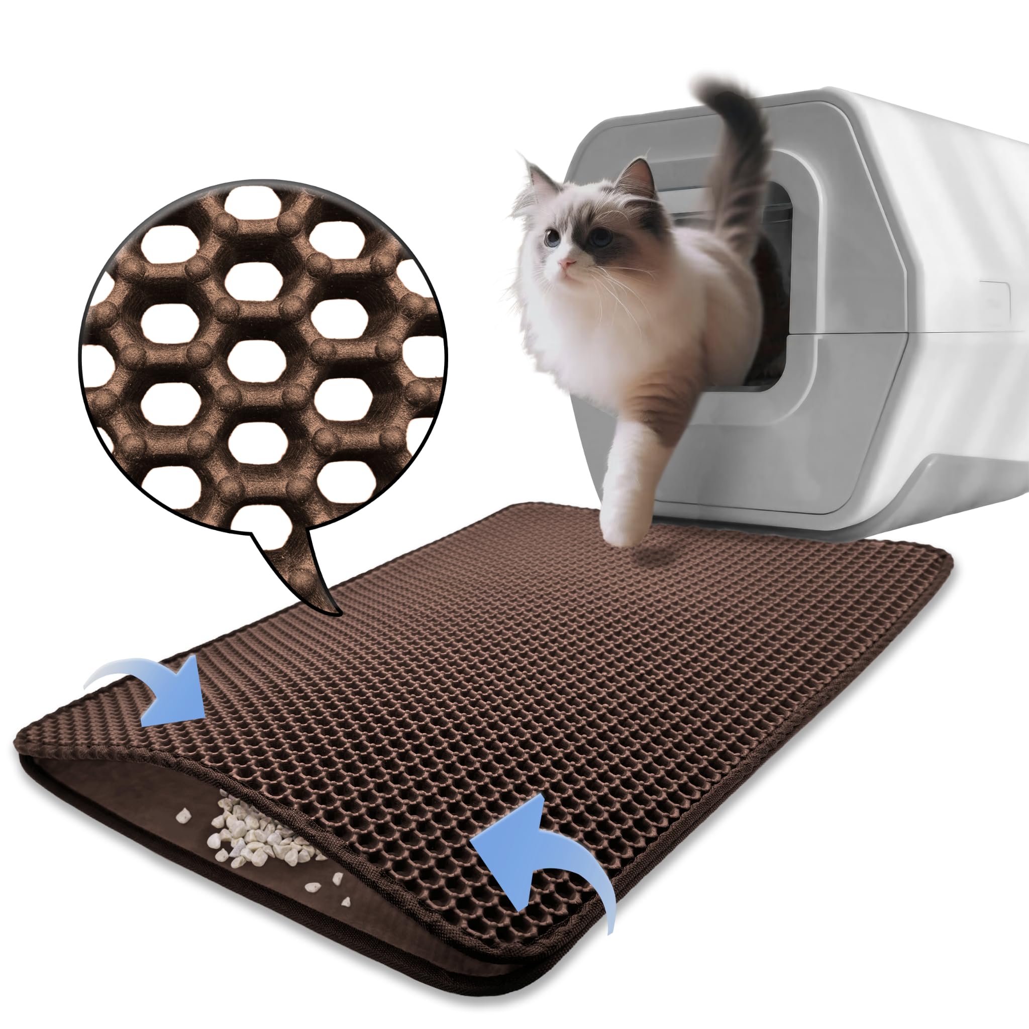 HTTMT- (23x17 inch) Pet Supplies Cats Litter & Housebreaking 58X43 Brown Cat litter Mat Double Layer Pad Trapper Folding Pad EVA Foam Rubber