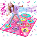 Kusntin Dance Mat, Dance Mixer Rhythm Step Play Mat, Pink Dance Pad with LED Lights, Adjustable Volume, Built-in Music, 5 Game Modes, Xmas Birthday Gifts for 3-10 Years Girls Toys (Multicolor)