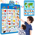 Educational Alphabet Wall Chart: Learning Poster with Music ABCs 123s Talking Games - Interactive Activity Toy Birthday Gift for Toddlers Preschool Kids Ages 3 4 5 Years Old Classroom Room Decor(Blue)
