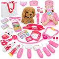 33Pcs Pet Doctor Kit for Kids, Pretend Vet Play Set with Dog Toy, Stethoscope, Carrying Bag & Dress Up Costume, Role Play Toys, Birthday for Boys Girls Ages 3-8