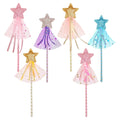 6 PCS Glitter Princess Wand Kit Fairy Star Magic Dress-up Wand for Girl's Costume Role Play Show Cosplay Birthday Party Favor