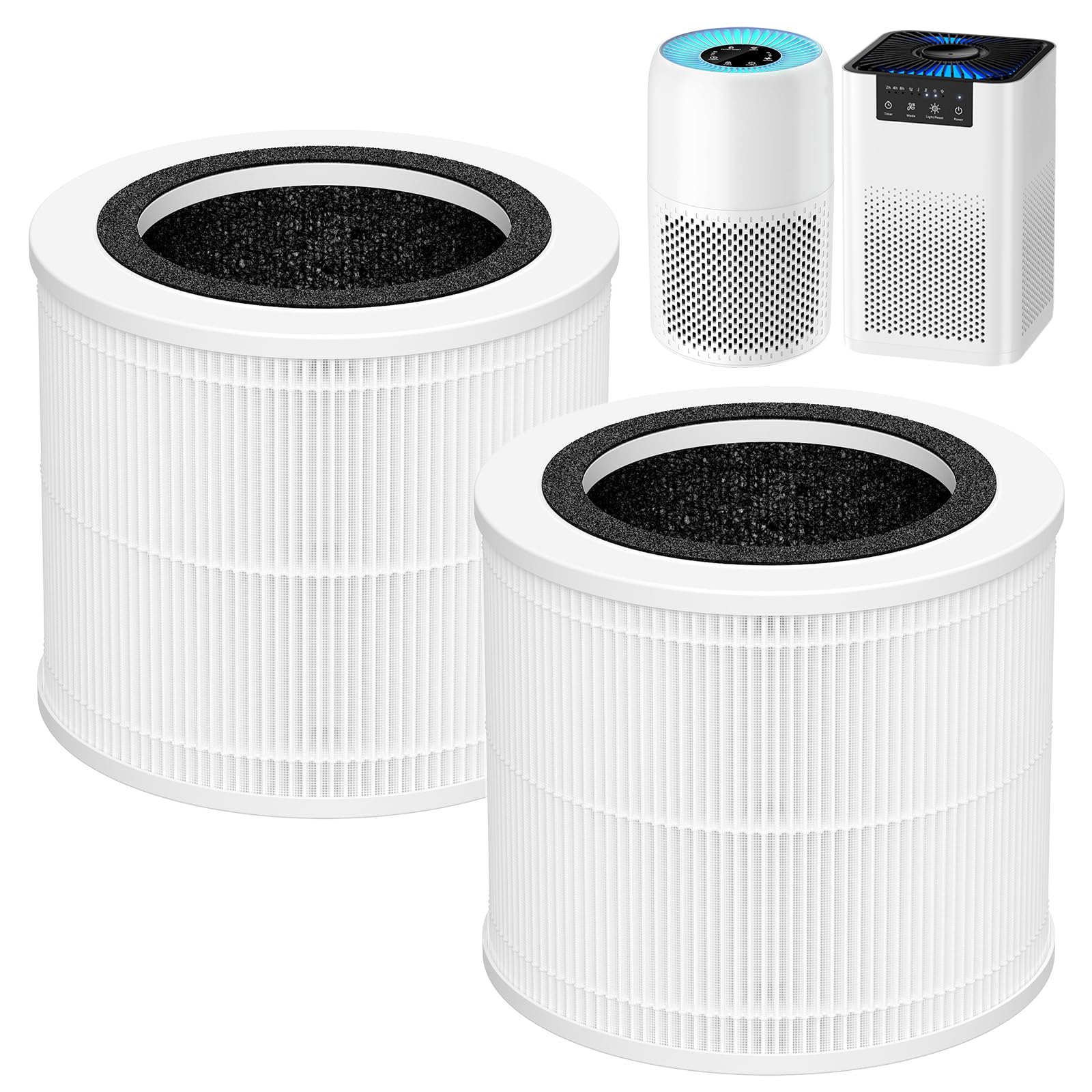 2-Pack AP100 AP102 Replacement Filter Compatible with AromaRoom AP100-A, AP100-B, AP100-C, AP102 & Core Mini Air Purifiers, 3-in-1 H13 HEPA and Activated Carbon Filter, White