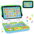 Learning Toy for Kids 1 2 3 Year Old Boys Girls, Learning Laptop for Toddlers 1-3, Interactive Educational Toys with Music Sounds Lights, Christmas Birthday Gifts for Baby Kids Age 12-18 Months, Green