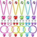 Henoyso 6 Set Princess Jewelry Dress Up Pretend Toy Colorful Jewelry Set with Necklace Bracelet Rings Earrings Princess Costume Beaded Toy Necklace for Party Favors Costume