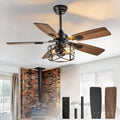 Depuley 42-Inch Ceiling Fans with Lights: Caged Ceiling Fans Dual Finish 5 Blades - Rustic Ceiling Fan with Remote Control for Farmhouse Living Room Outdoor Porch Noiseless (Black Walnut)