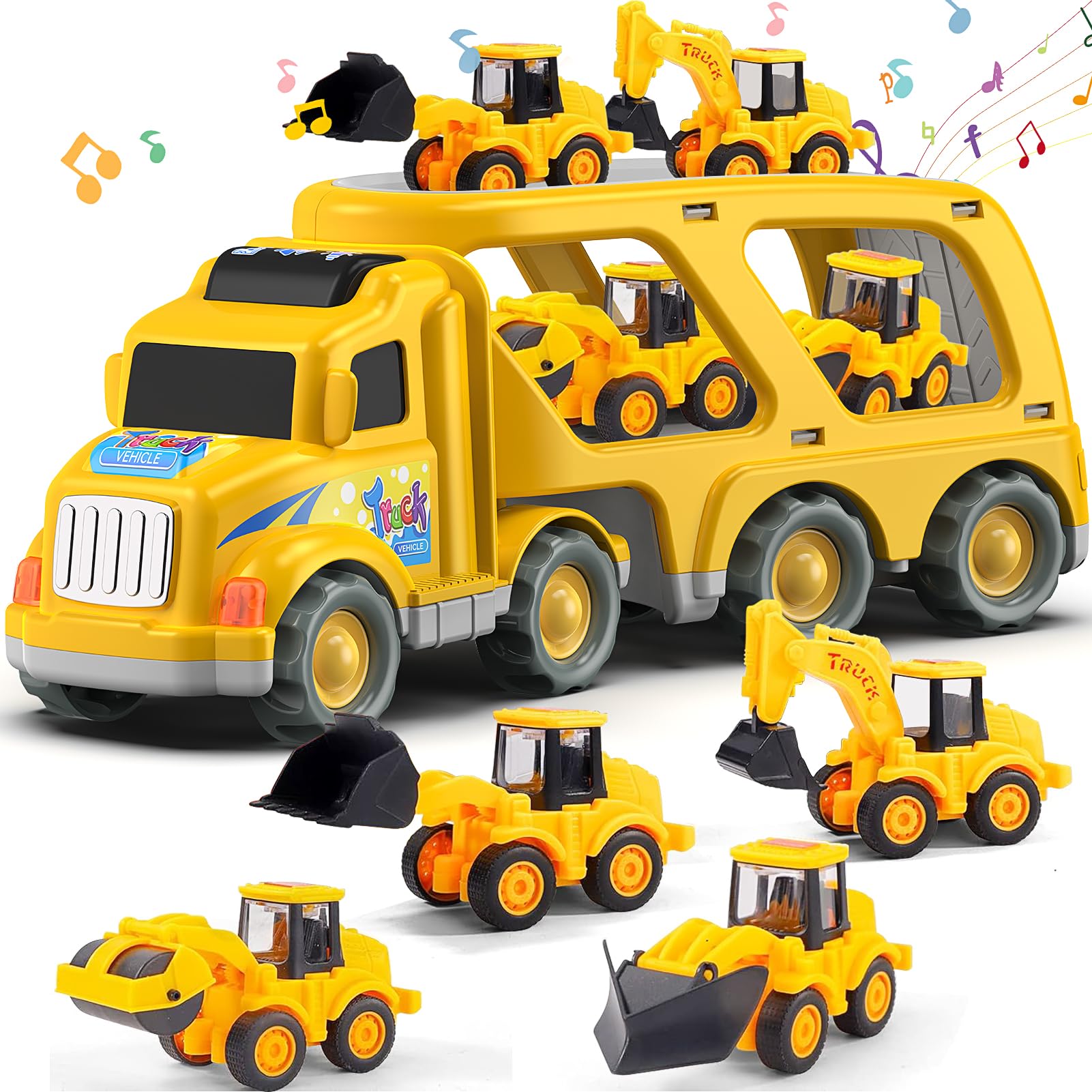 Veslier Construction Truck Toys for Boys Girls Age 3 4 5 6 Years Old?Carrier Transport Trucks for Kids 3-4 3-5 Year Old?Christmas Birthday Gift Toddler Toys.