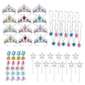 S & E TEACHER'S EDITION 60 Pcs Tiaras Crown Set, Princess Pretend Play Dress Up Set 12 Crowns 12 Wands 24 Rings 12 Nacklaces Princess Jewelry Toys for girls Costume Party Accessories