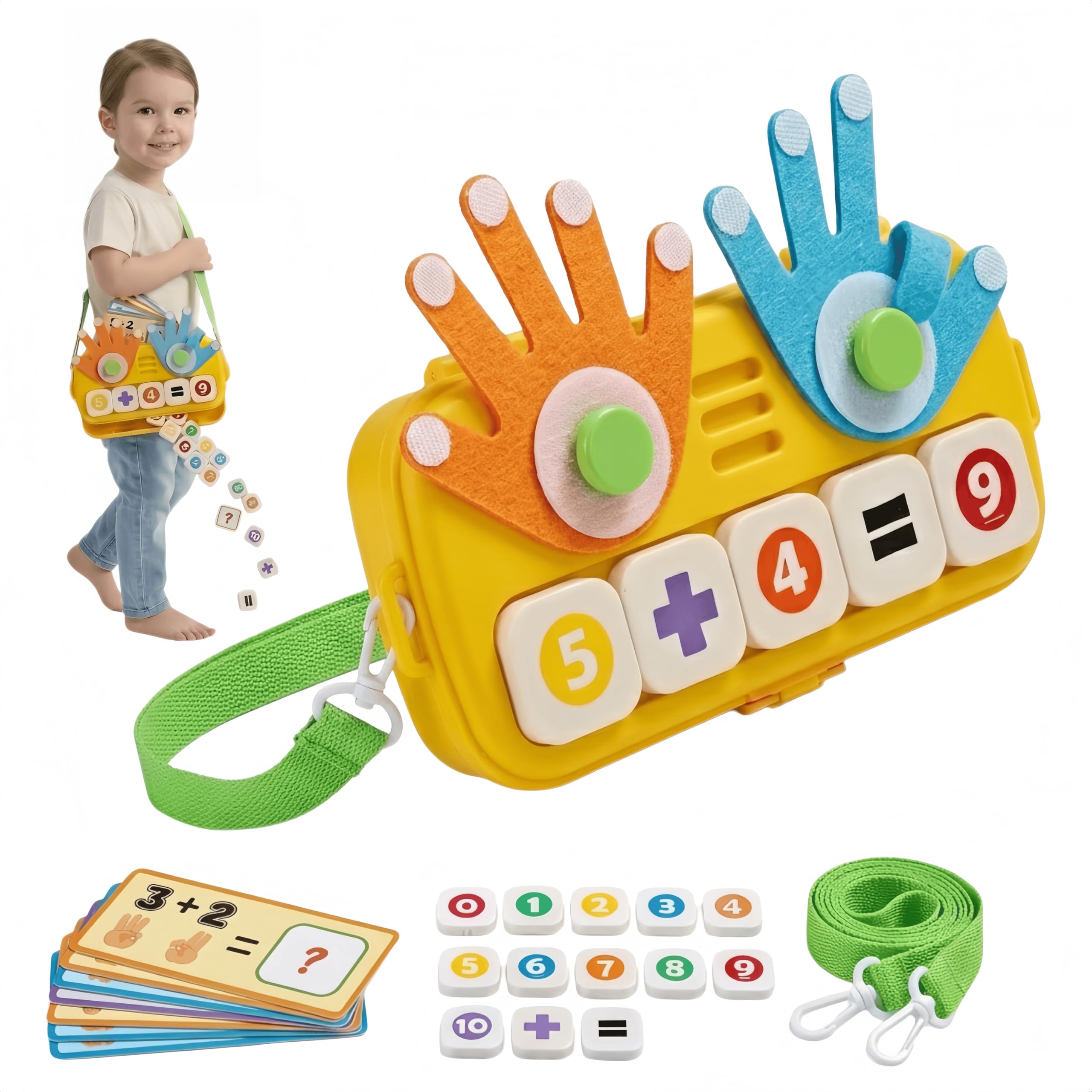 Montessori Educational Toys for 3 Year Old, Upgraded Washable ABS Math Manipulatives & Number Blocks Toys, Splinter-Free Finger Counting Board for Homeschool Travel, Boys Girls