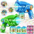 Bubble Gun Machine for Kids 4-8: 2-Pack Automatic Bubble Guns with 2 Bottles Refill Solution - Summer Outdoor Toys Bubble Blaster Maker Blower for Easter Party