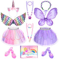 Princess Dress Up for Girls 3-6, Toddler Dress Up Clothes, Unicorn & Flower Hairbands, Princess Shoes Toy, Tutu, Wings, Jewelry, Pretend Play Toddler Girl Toys for Halloween Christmas Birthday Gifts