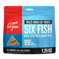ORIJEN Freeze Dried Cat Treats Grain Free High Protein Raw Animal Ingredients Six Fish 1.25oz Bag
