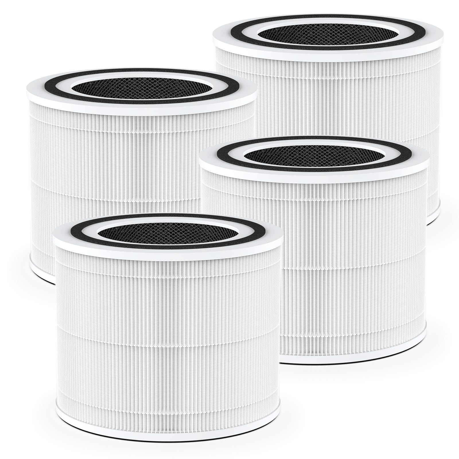 4-pack 240 Replacement Filter Compatible with Puro 240 Air Purifier, 3-in-1 True HEPA Filter with Activated Carbon, Filters 99.9% of Pollen, Dust, Pet Dander, Smoke, Odors
