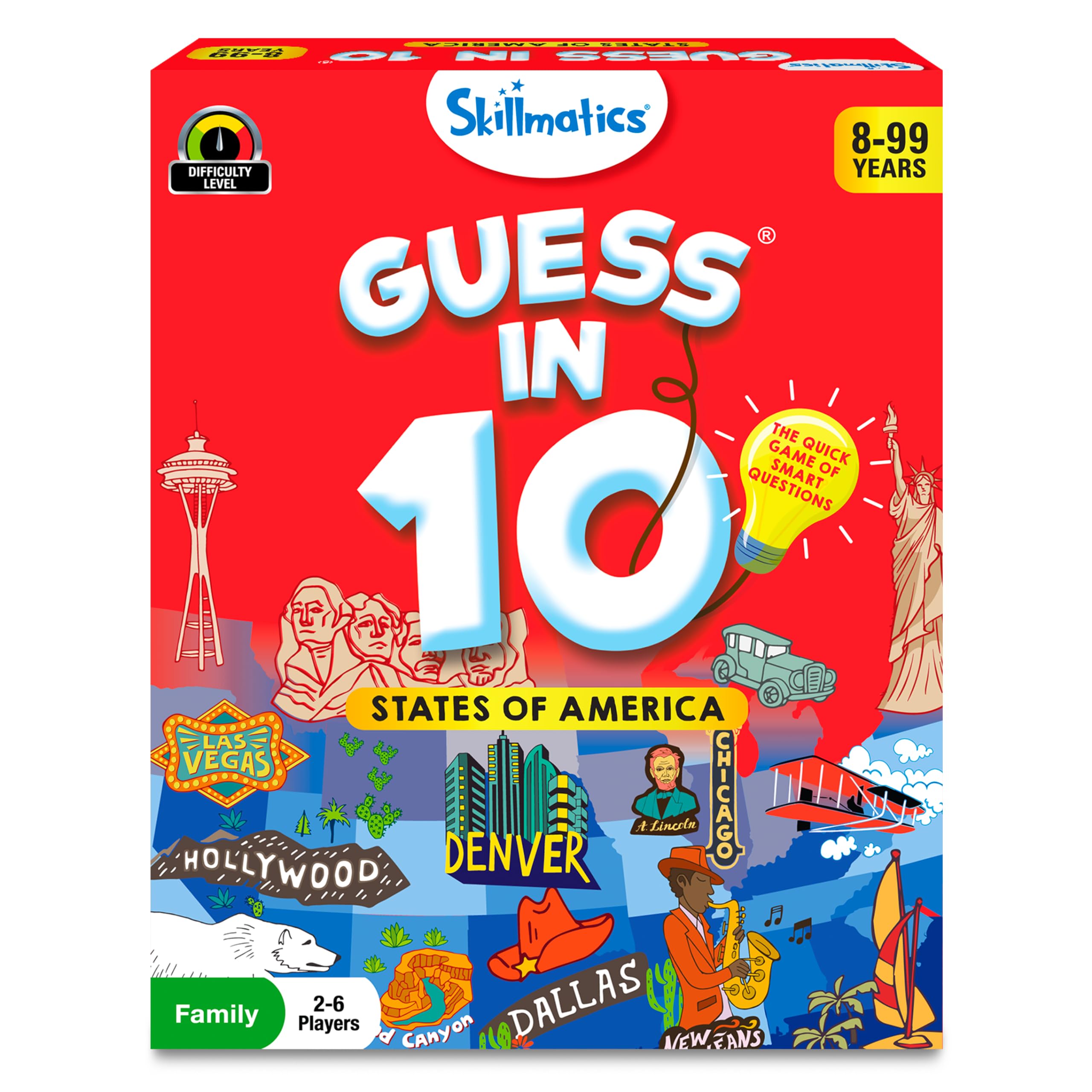 Skillmatics Guess in 10 States of America, Educational Travel Card Game for Ages 8 and Up, Boys, Girls, and Kids Who Love Board Games, Geography and History