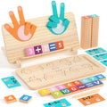 Montessori Learning Toys for Toddlers 2-4, Double-Sided Finger Counting & Number Tracing Board, Number Blocks,Solid Pine Wood Educational Math Toy for Kids Boys Girls Ages 3 4 5 Year Old Birthday Gift