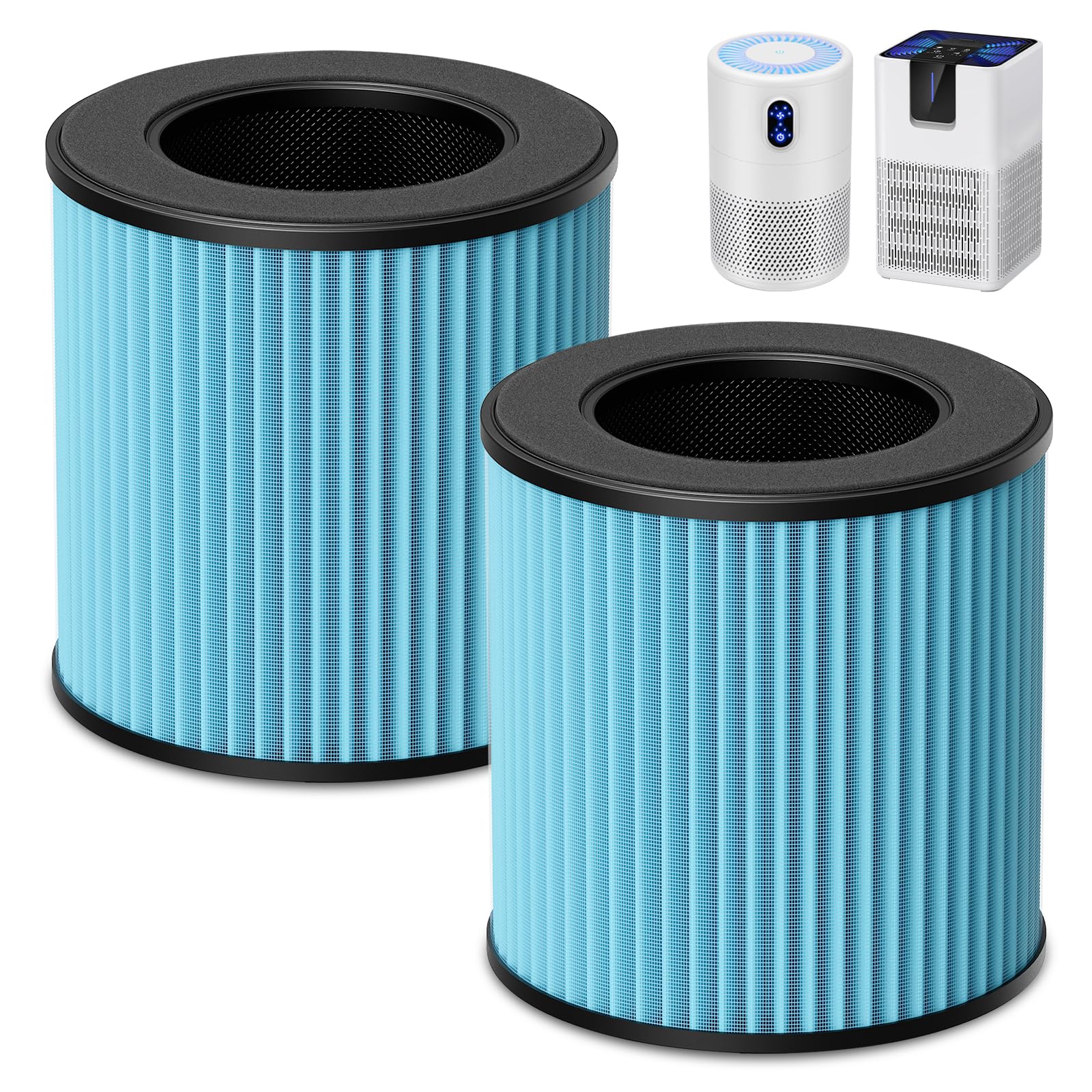 B-D02L/M05 Replacement Filter, Compatible with MOOKA B-D02L & M05 Air Purifier, for VEWIOR B-D02U, for KOIOS B-D02L, 2 Pack Smoke Filter,Blue