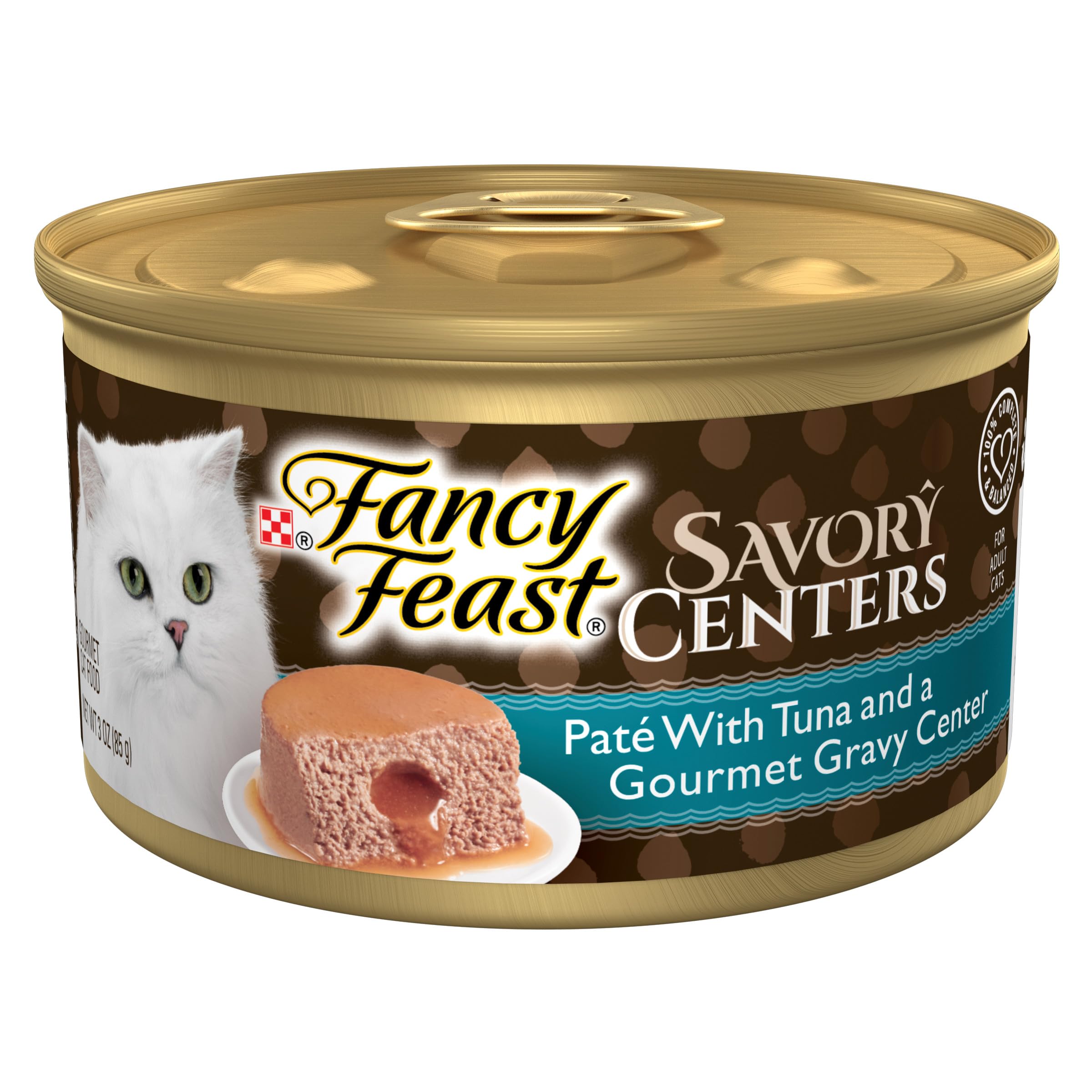 Purina Fancy Feast Savory Centers With Tuna Wet Cat Food Pate With Gourmet Gravy Center, 3 oz Can, Adult Cat Food