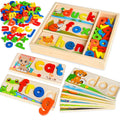 Wooden See & Spell Learning Toys for 2 3 4 5 Year Old Kids, Preschool Learning Activities Alphabet Flash Cards, Educational Match Letter Game Board, CVC Word Builder Montessori Toys Gifts for Boy Girl