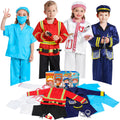 DISHIO Dress Up Clothes for Kids Pretend Role Play Costumes Trunk Toddlers Dress Up Costumes with Fireman Police Doctor Chef Kids Costume Dress Up for Boys Girls Birthday Party Age 3 to 6