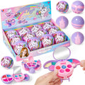 Cleboen 12 Pack Kids Makeup Blind Ball Party Favors - Surprise Cosmetic Blind Balls with Lip Gloss, Eyeshadow & Sponge Blusher (3 Styles, 2 with Mirrors), Party Favors Supplies Gifts for Girls