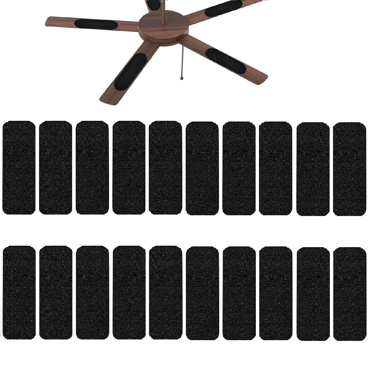20 Pack Ceiling Fan Filters for Blades, Strong Activated Coconut Carbon Filter for Ceiling Fans, Universal Fit Unscented Charcoal Fan Air Purifier Pad