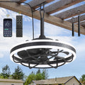 LEDIARY 20" Outdoor Ceiling Fans with Light, IP65 Waterproof Gazebo Fan with Hanging Hook, App Control for 3CCT Dimmable, Caged Plug in Ceiling Fan with Hanging Hook for Patio, Porch, Pergola