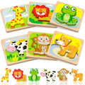Benresive Wooden Toddler Puzzles, 6pcs Animal Montessori Toys for 1-3 Year Old Boys & Girls, Learning Educational Preschool Toys, Great Gifts for 1 2 3 Year Olds