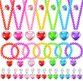 Princess Jewelry Set for Girls with Colorful Necklace Bracelets Rings Earrings Birthday Gifts Party Favors Pretend Play Dress up Costume Friendship Jewelry for Toddler Girls (Heart)