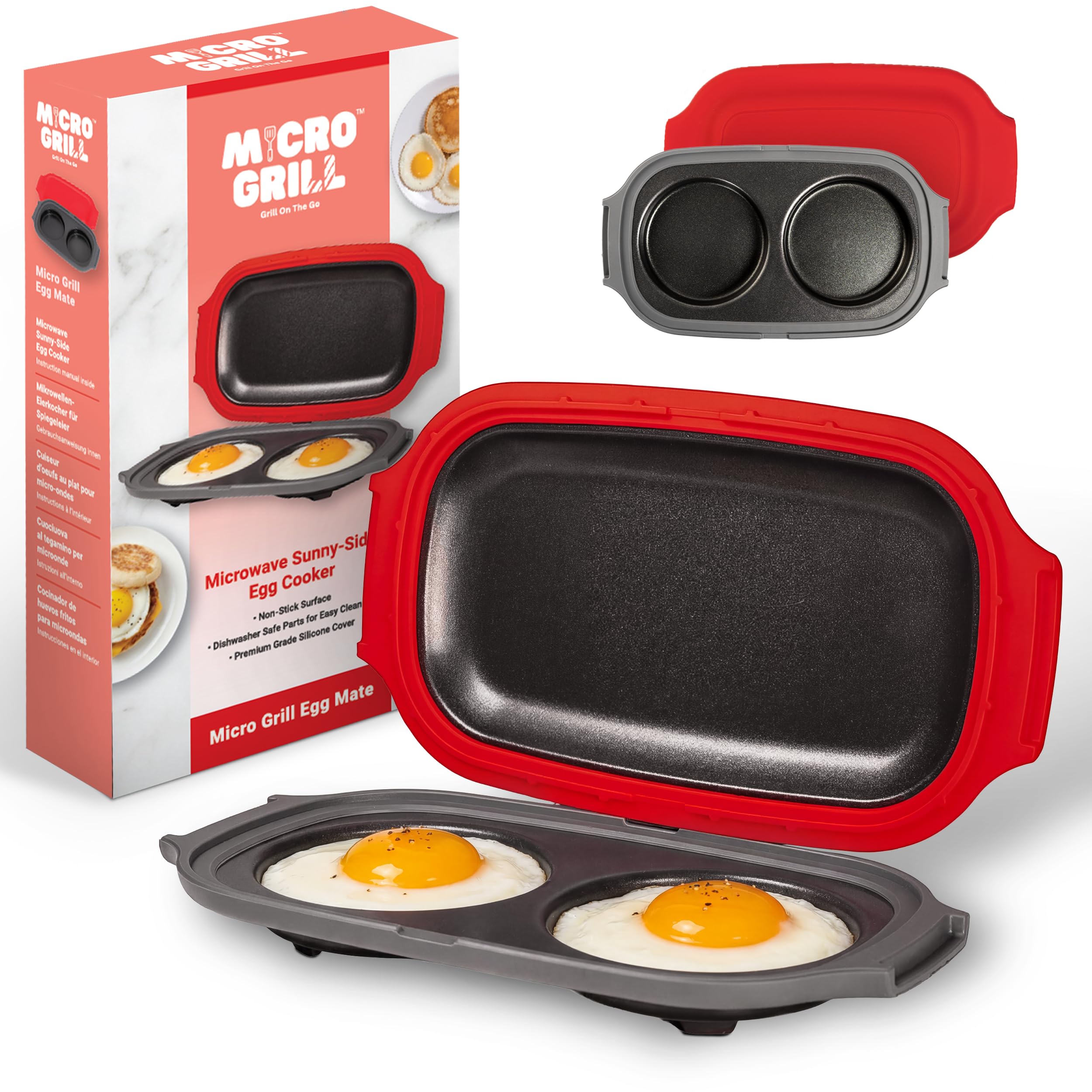 Egg Mate Microwave Egg Cooker – 2-Egg Sunny Side Up Maker with Steam Vent Lid – Fast Breakfast Sandwich Egg Mold – BPA-Free, Dishwasher Safe