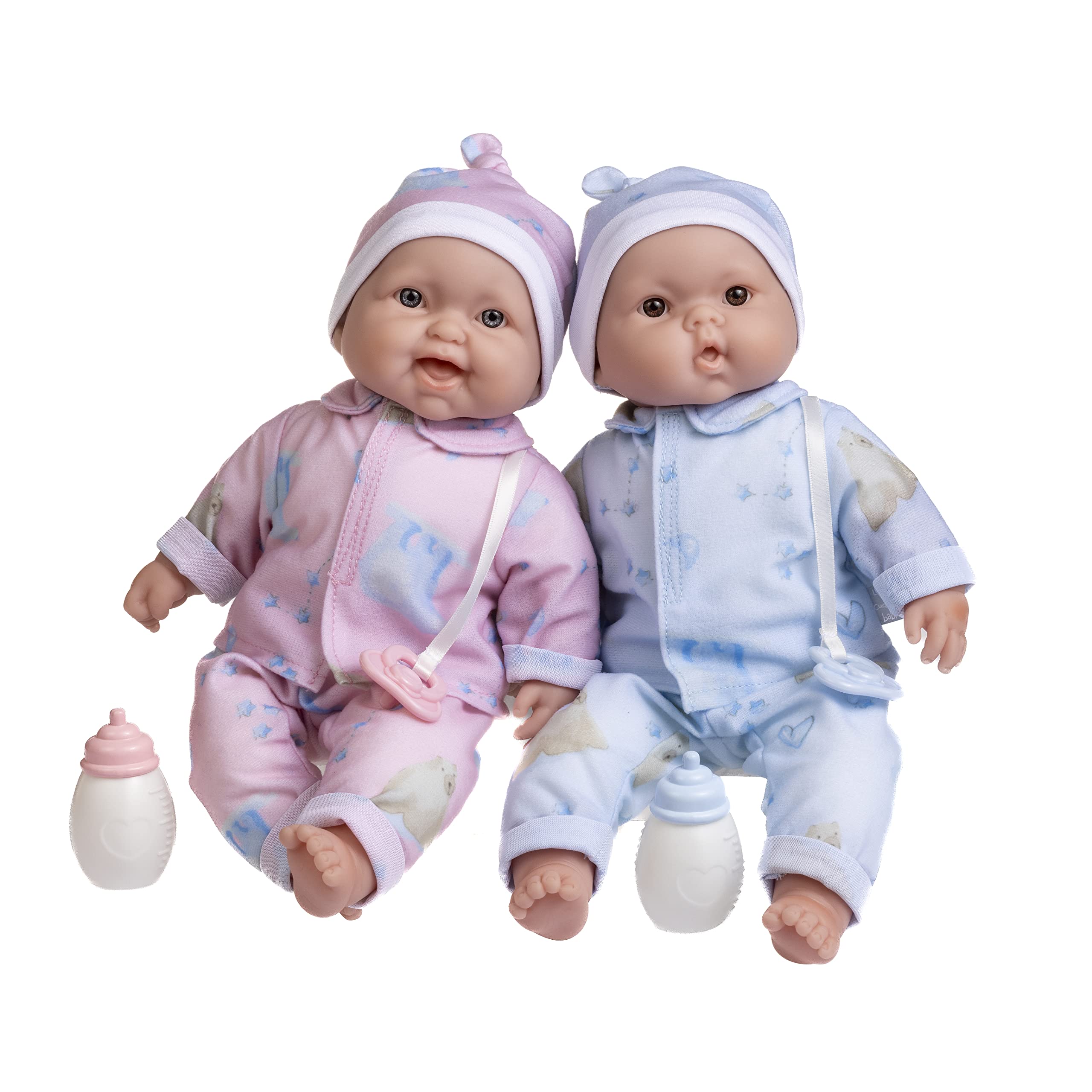 Twins 13" Realistic Soft Body Baby Dolls | JC Toys - Berenguer Boutique | Twins Gift Set with Removable Outfits and Accessories | Pink and Blue | Caucasian | Ages 2+