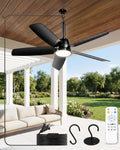 NWOP 36 Inch Plug-In Outdoor Ceiling Fan with Light and Remote, Waterproof Patio Ceiling Fan, 5 Blades Small Ceiling Fan for Porch Gazebo Pergola, Quiet Modern Ceiling Fan, Black