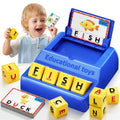 Montessori Matching Letter Game for Kids Ages 3-8 | Educational Learning Spelling Toys with Storage Function | Christmas Birthday Gifts for 3 4 5 6 Year Old Boys & Girls | Larger Blue (50% Bigger)