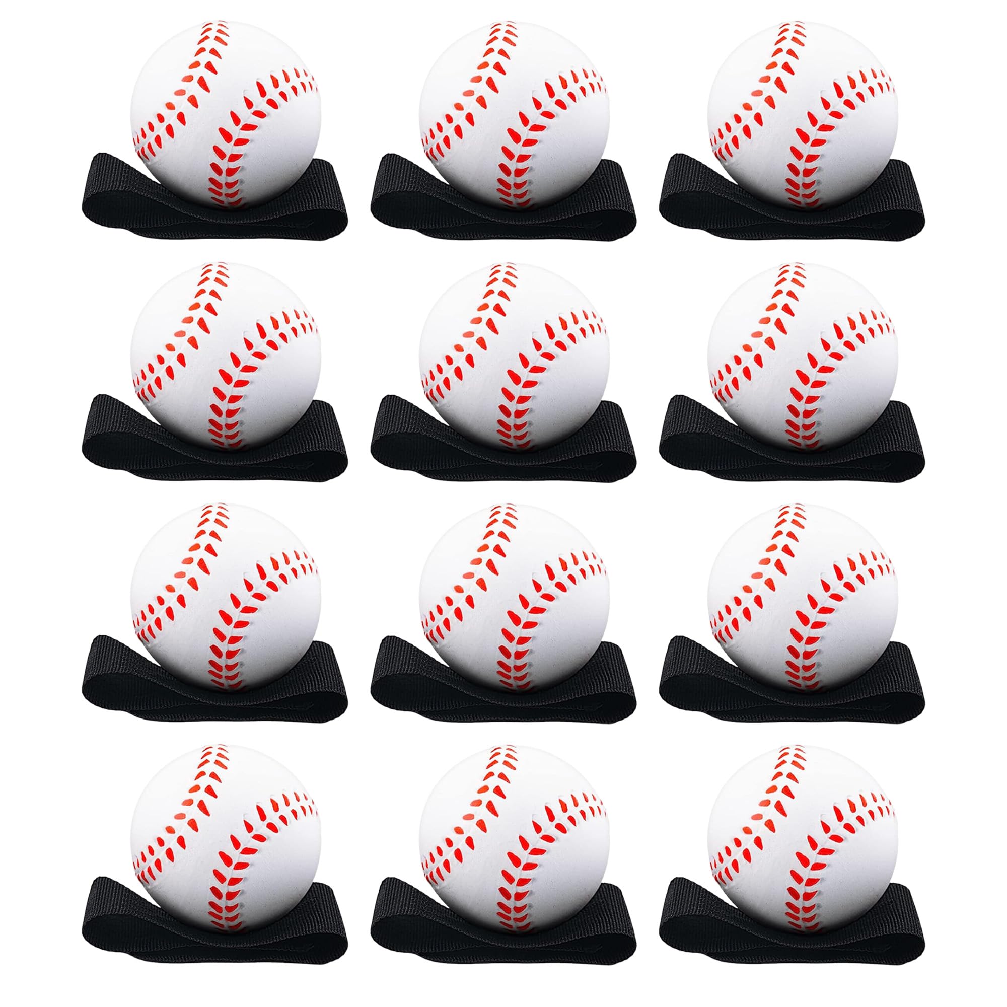 Playbees Reactive Practice Baseballs (12 Pack) – Wrist Return Training Balls with Elastic Cord – Ideal for Hand-Eye Coordination, Spring Training & Kids Outdoor Fun – Party Favors for Boys & Girls