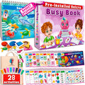 Curious 2 Learn Montessori Busy Book for Toddlers Ages 3–5 — PRE-Installed Velcro, 28 Activities, 165+ Pieces, Travel Bag & 8 Markers — Screen-Free Preschool Learning Toy, Boys & Girls