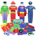 Teuevayl Boys Muscle Chest Dress up Costumes Trunk with Superhero, Policeman, Fireman Costume, Kids Pretend Role Play Costumes Set, Boys Dress up Clothes for Kids Ages 3 4 5 6 7