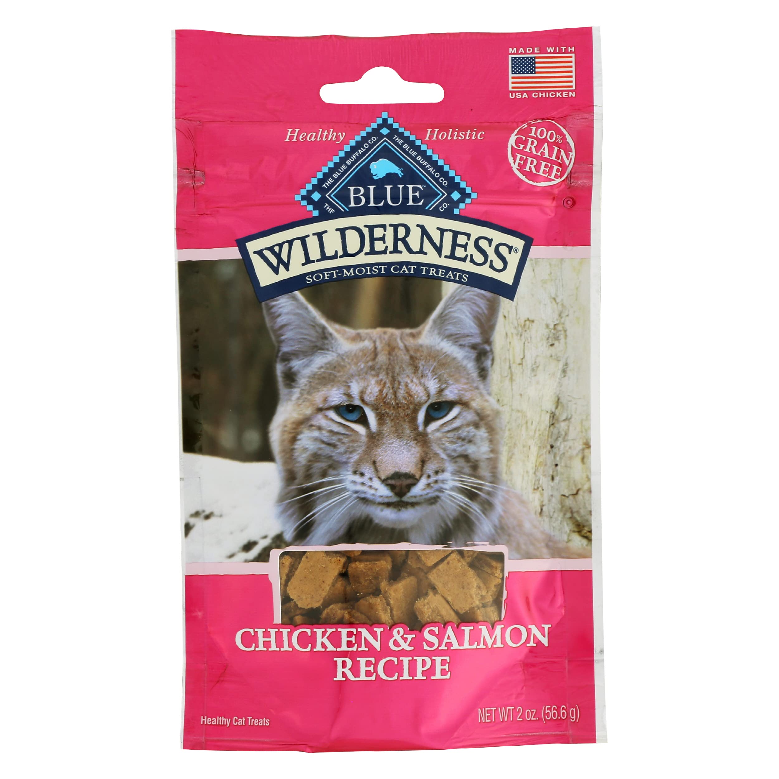 Blue Buffalo Wilderness Soft-Moist Cat Treats, Chicken & Salmon, 100% Grain Free, Corn Free, Wheat Free, Soy Free, 2 Ounce (Pack of 12)
