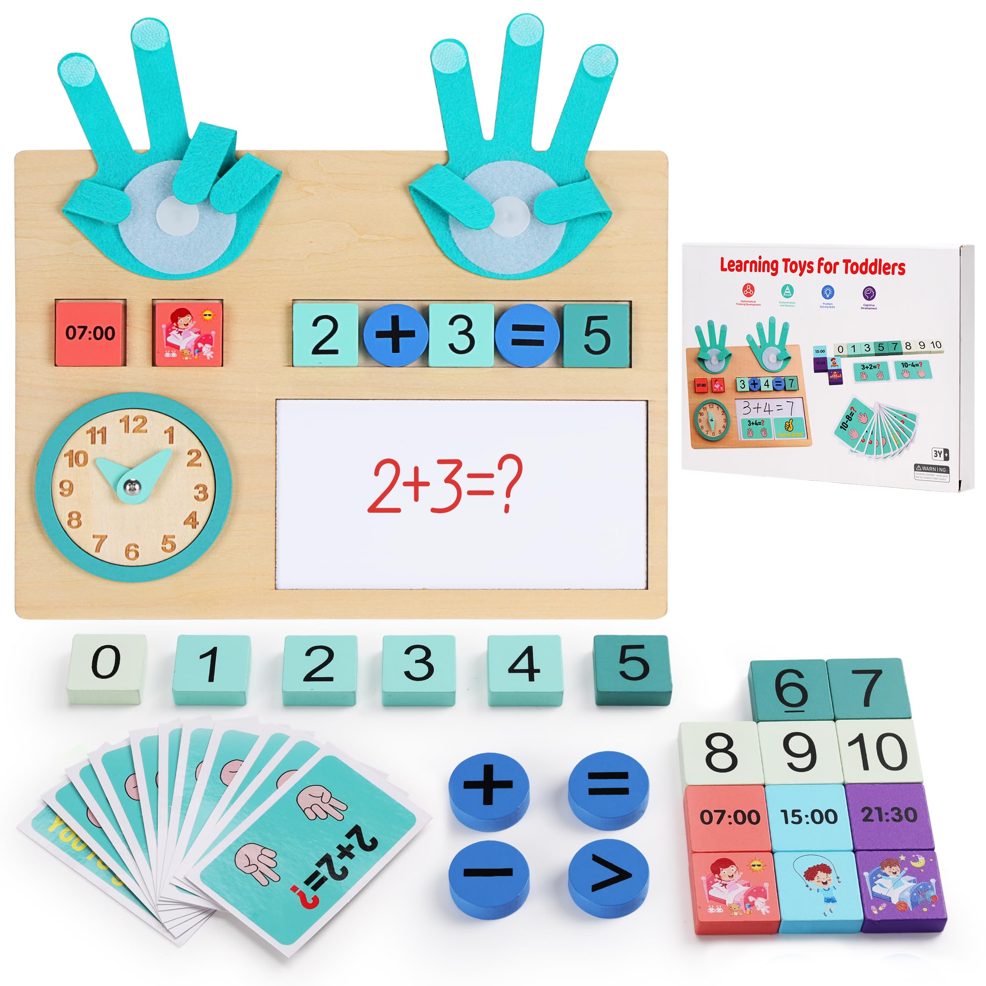 Preschool Learning Toys for Kids 3-5 Years Old, Wooden Montessori Toys, Educational Math Manipulatives Number Counting Blocks for Boys Girls Birthday Gifts
