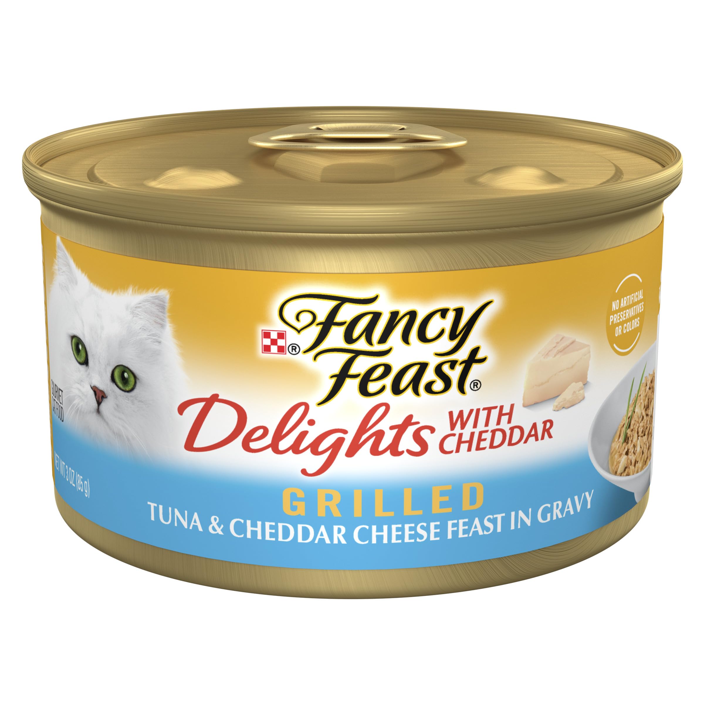Purina Fancy Feast Delights With Cheddar Grilled Tuna and Cheddar Cheese Feast in Wet Cat Food Gravy Cat Food - (Pack of 24) 3 oz. Cans