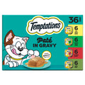 Temptations Pate in Gravy Adult Wet Cat Food Tasty Chicken Entree, Seafood Medley, Backyard Cookout, and Catnip Fever, 3.5 oz. Trays (36 Count, Pack of 1)