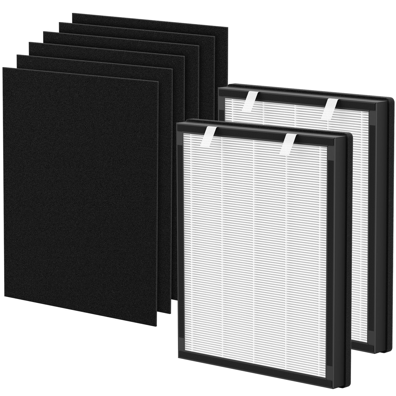 True HEPA Replacement Filter Compatible with uahpet Pet Air Purifier Slim, for Home Large Rooms, Pet Household, Includes 2 HEPA Filters and 6 Washable Pre-Filters