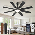 ZMISHIBO 52 inch Ceiling Fan with Light and Remote, 8 Blades Ceiling Fans with 20W LED Light, Quiet DC Motor, 6 Speeds, Stepless Color Temperature Change & Dimmable, for Bedroom Living Room, Black