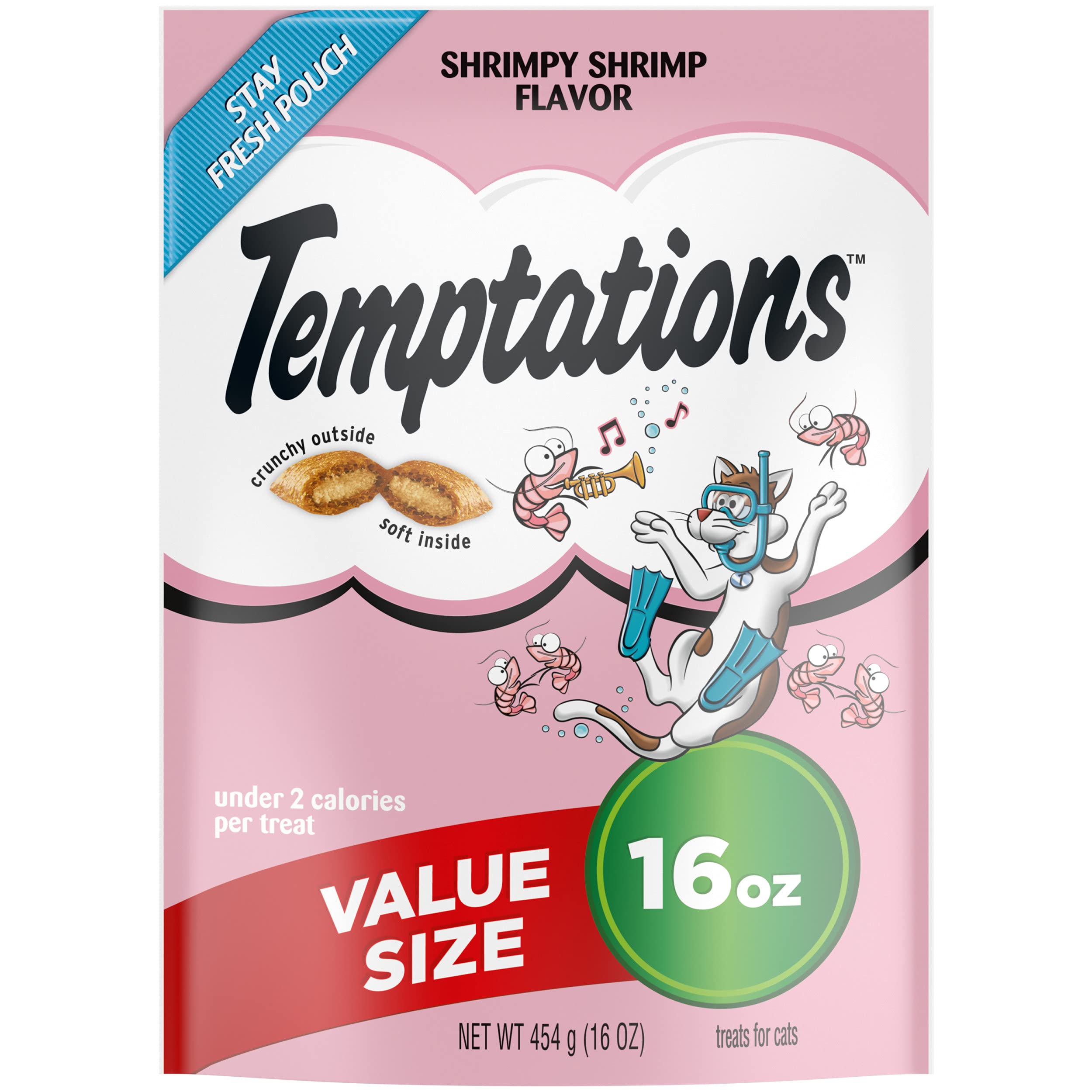 Temptations Classic Crunchy and Soft Cat Treats, Shrimpy Shrimp, 16 oz. Pouch