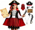 Avady Kids Pirate Costume with Detachable Cloak - 10 Pcs Halloween Dress Up Set for Boys and Girls